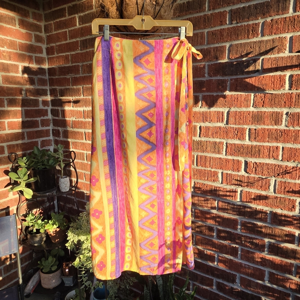 Wrap Skirt Yellow Red L